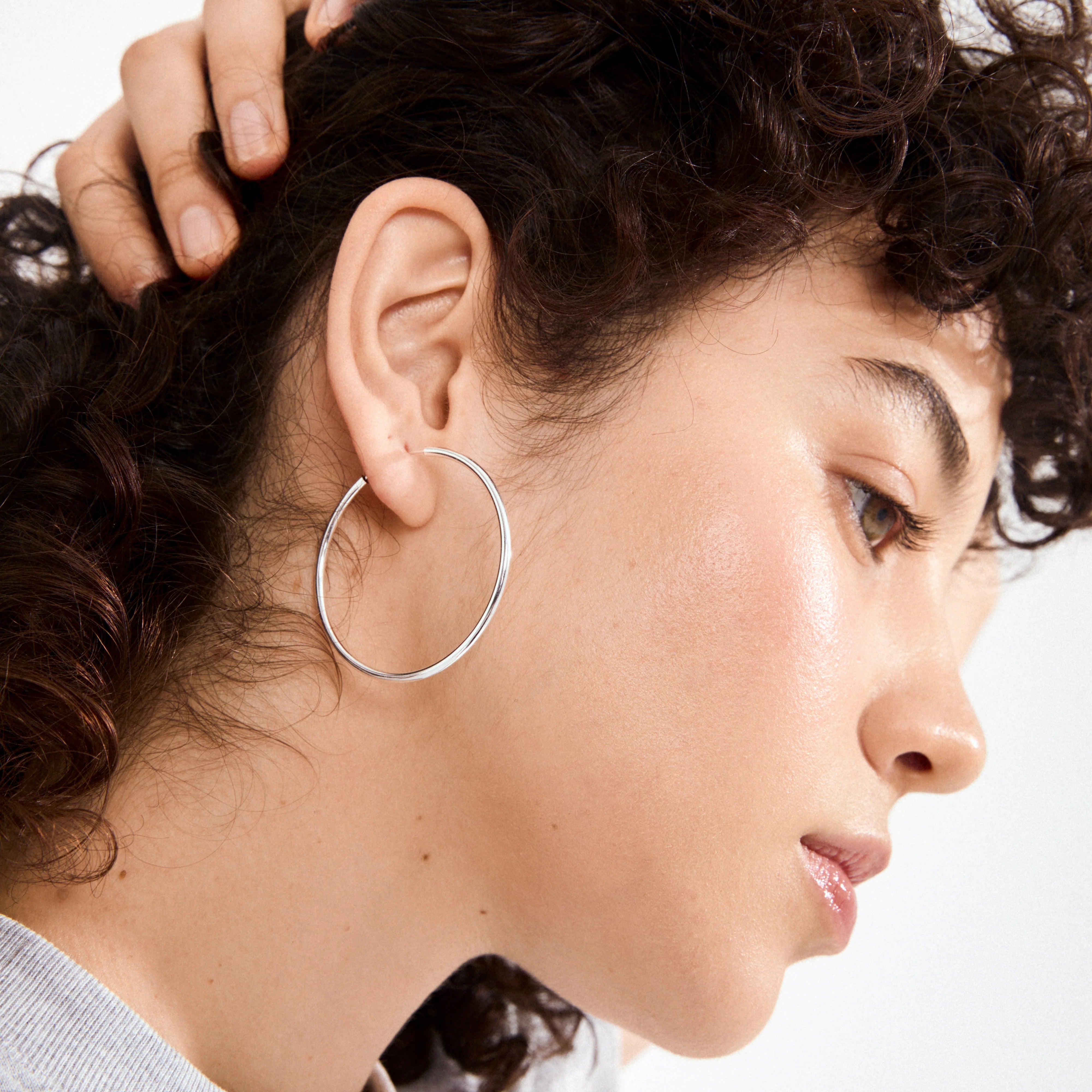 Pilgrim April Medium-Size Hoop Earrings Silver-Plated