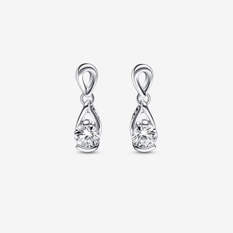 Pandora Infinite Sterling Silver Lab-grown Diamond Drop Earrings 0.30 Carat