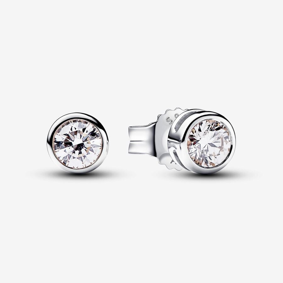 Pandora Era Bezel Sterling Silver Lab-grown Diamond Earrings 0.30 Carat