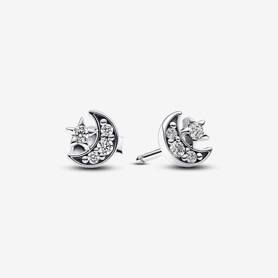 Pandora Sparkling Moon & Star Stud Earrings