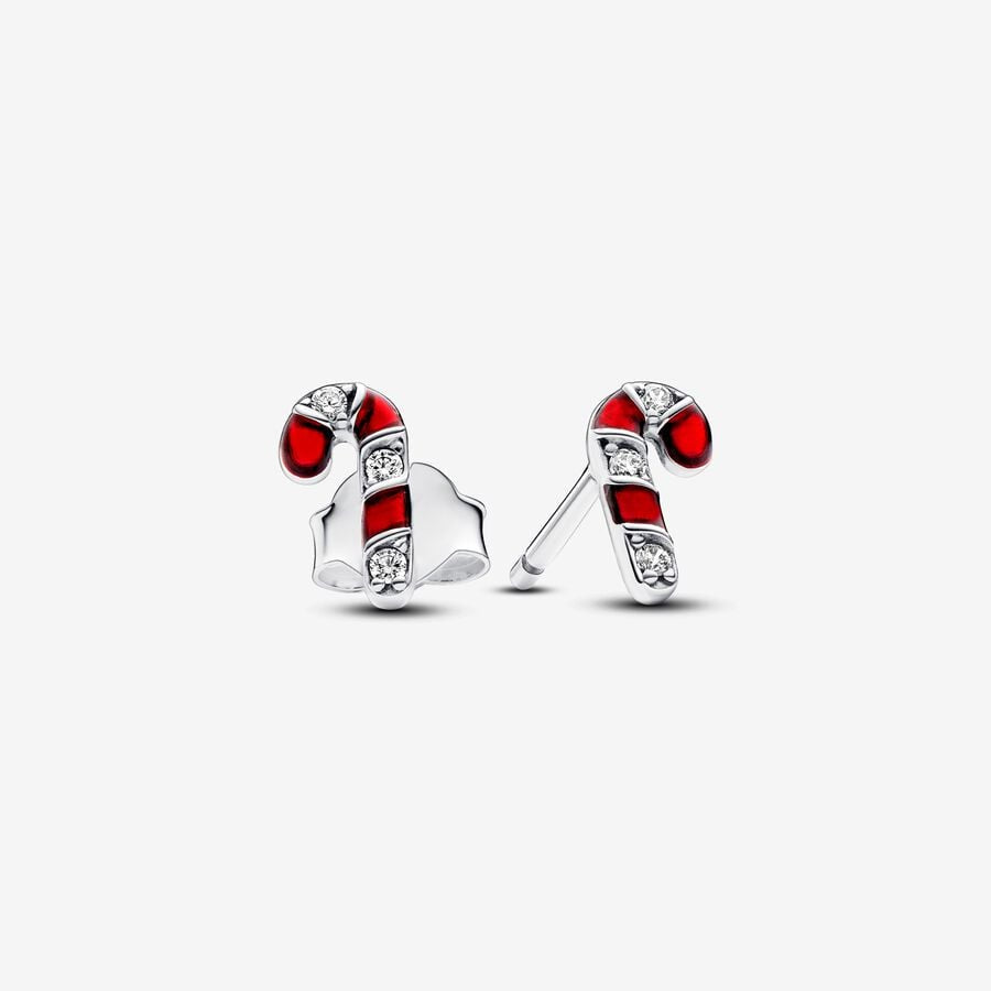 Pandora Sparkling Red Candy Cane Stud Earrings