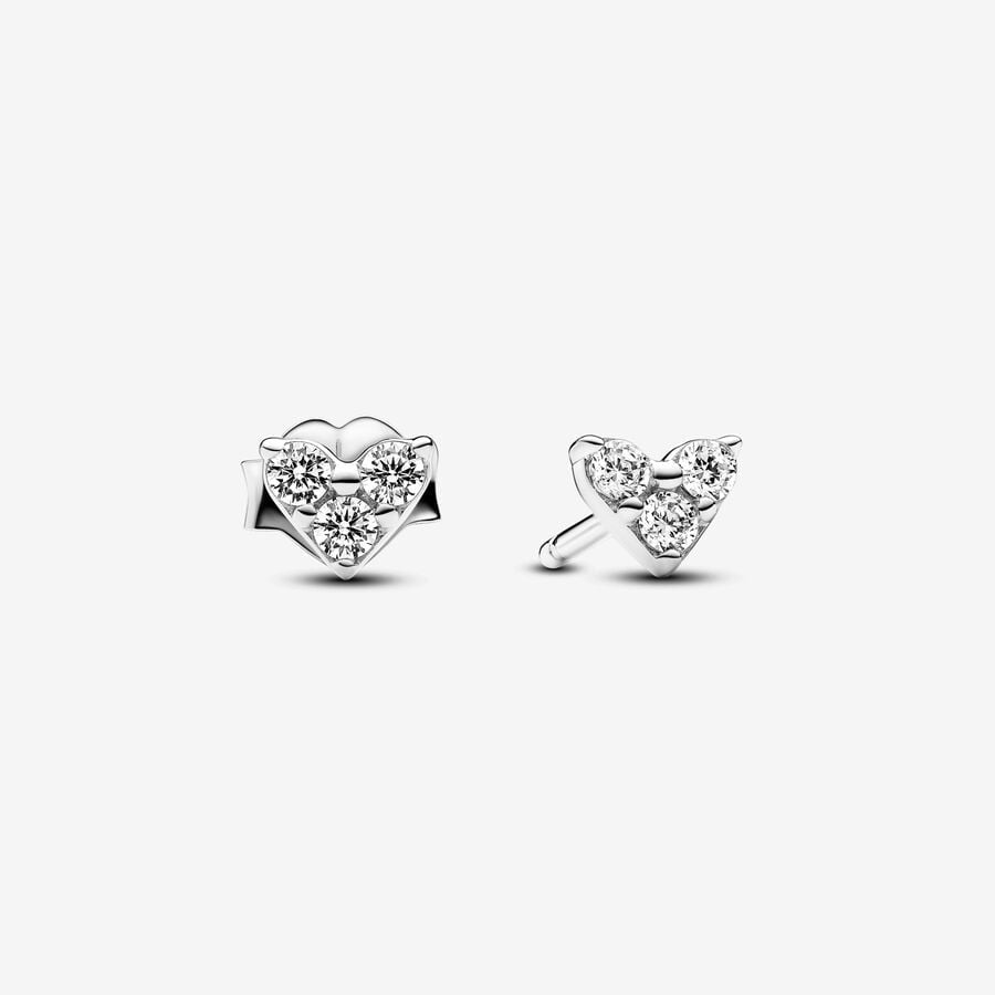 Pandora Triple Stone Heart Stud Earrings