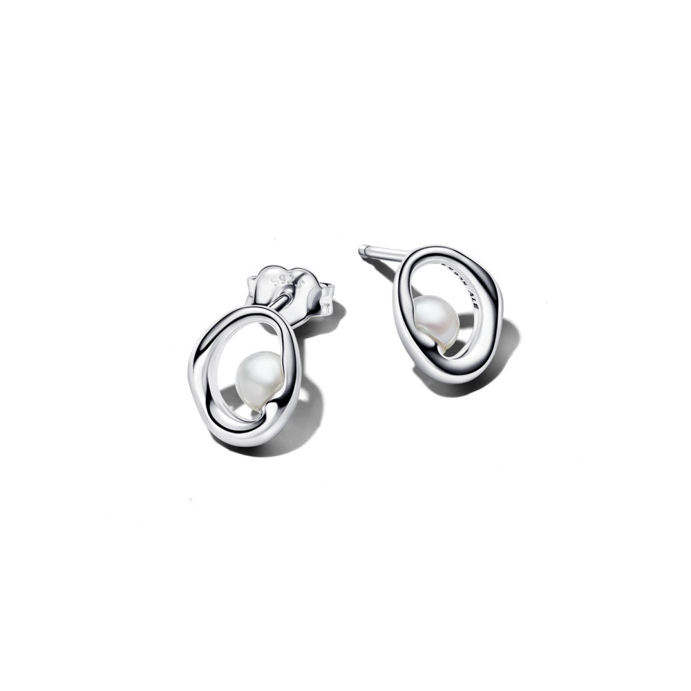Pandora Organically Shaped Oval & Treated Freshwater Cultured Pearl Stud Earrings