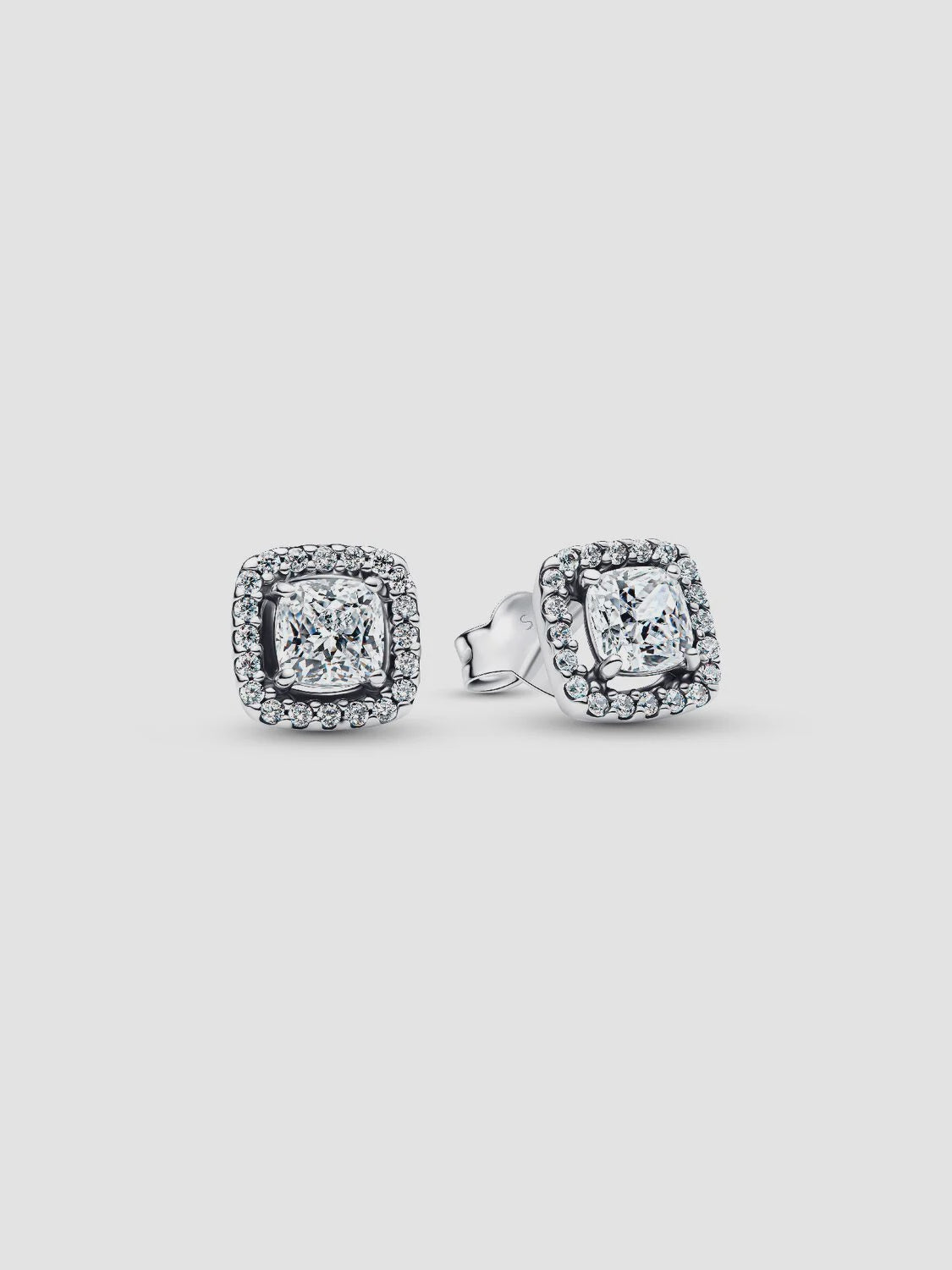 Pandora Square Clear Halo Stud Earrings