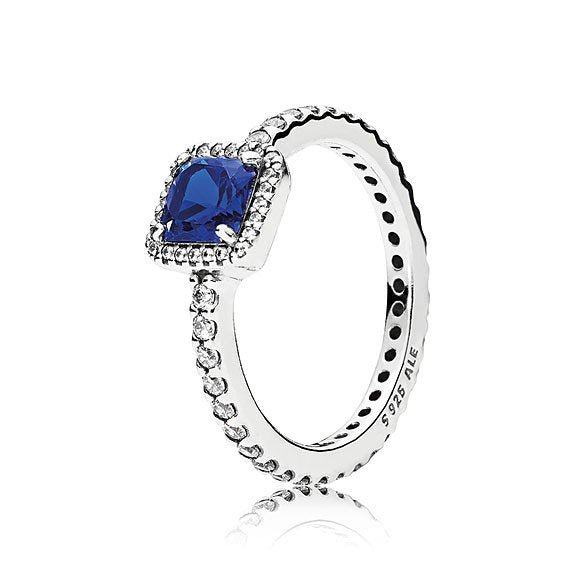 Pandora Blue Square Sparkle Halo Ring