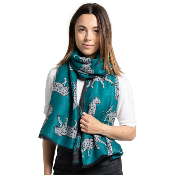 Pure Fashions Terrys Leopards Scarf Teal