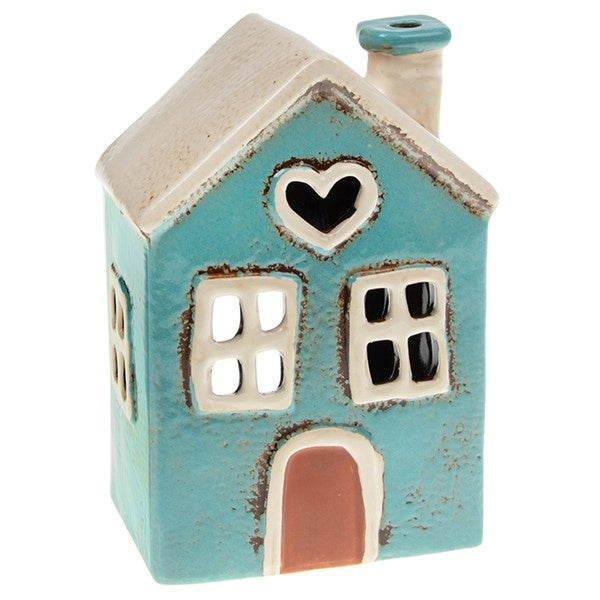 Village Pottery Heart House Tealight Teal