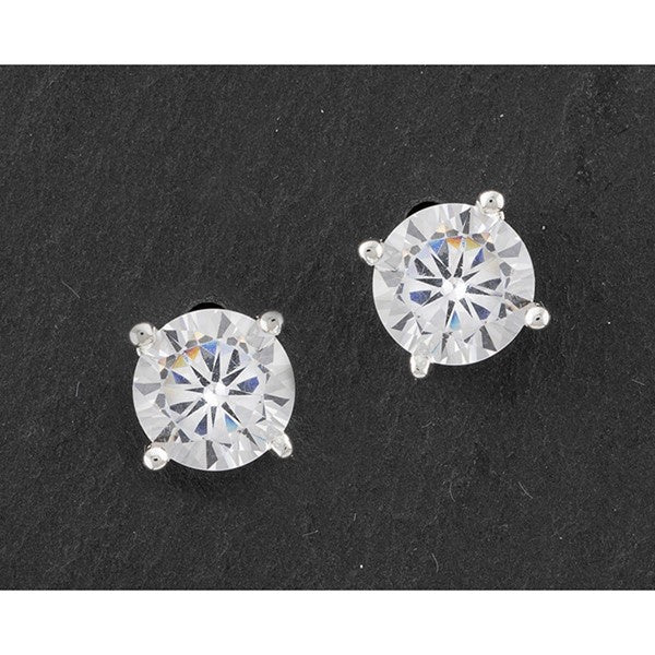 Solitaire Silver Plated Stud Earrings