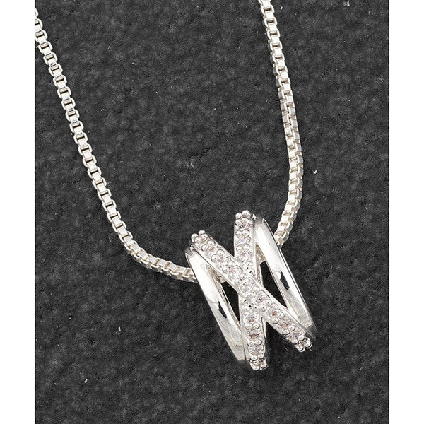 Kiss Sparkle Ring Silver Plated Necklace