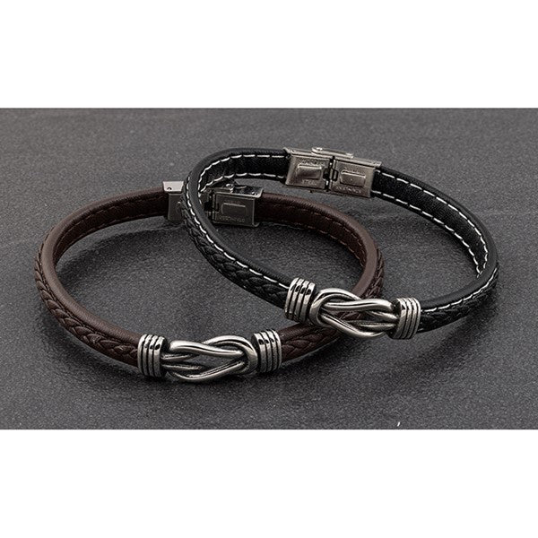 EQ For Men Moulded Knot Leather Bracelet