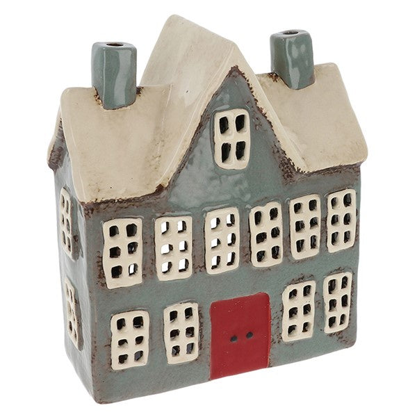 Village Pottery School House Grey Tealight