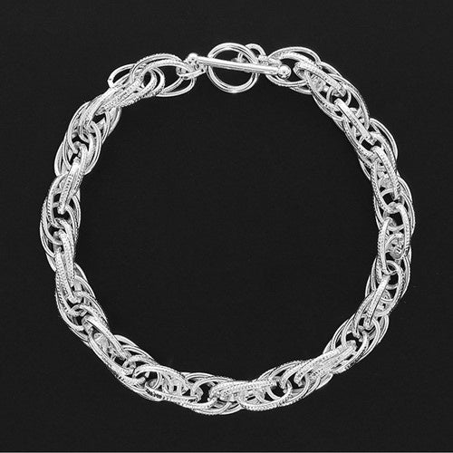 Contemporary Silver Plated Triple Link Bracelet