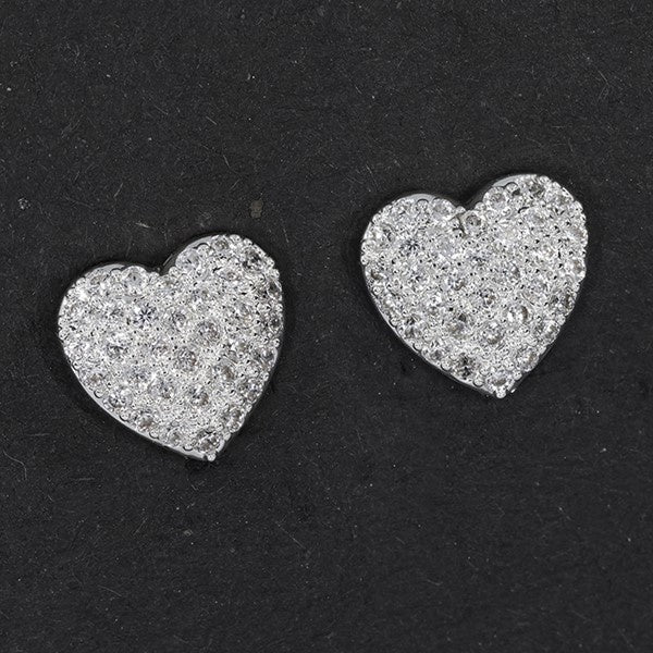 Sparkle Heart Silver Plated Clip On Earrings