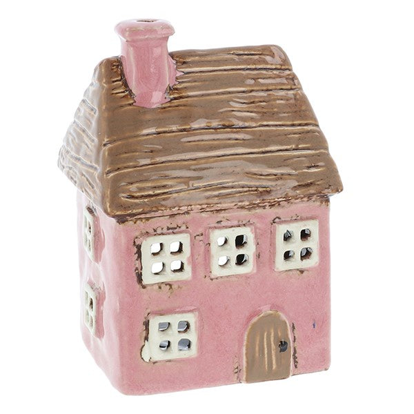 Village Pottery Thatch House Pink Tealight