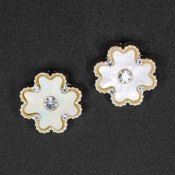 Clover Mother of Pearl Crystal Gold Plated