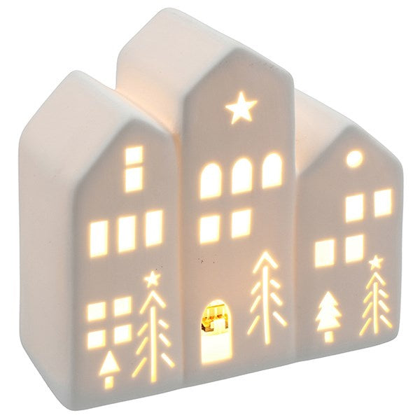 China White Xmas LED House Triple Everyday