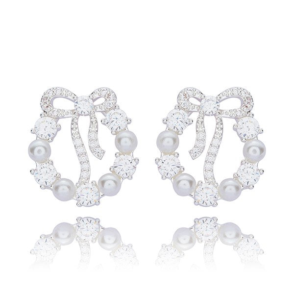 Pearl Wreath Silver Plated Earrings