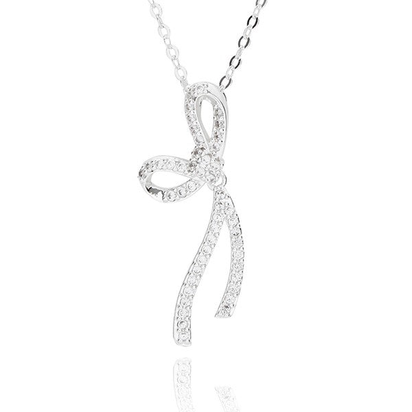 Eternal Bow Glam Bow Silver Plated Necklace