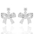 Eternal Bow Modern Baguette Bow Silver Plated Earrings