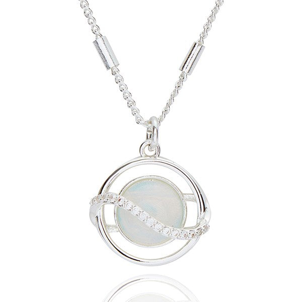 Moonstone Eternity Silver Plated Necklace Clear