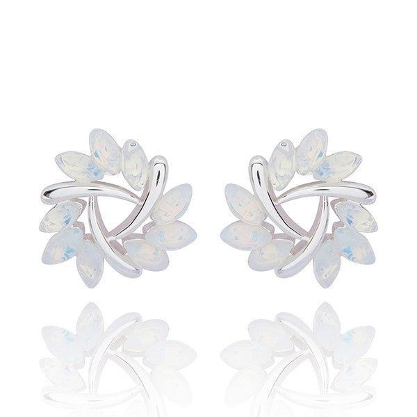 Moonstone Twist Silver Plated Stud Earrings