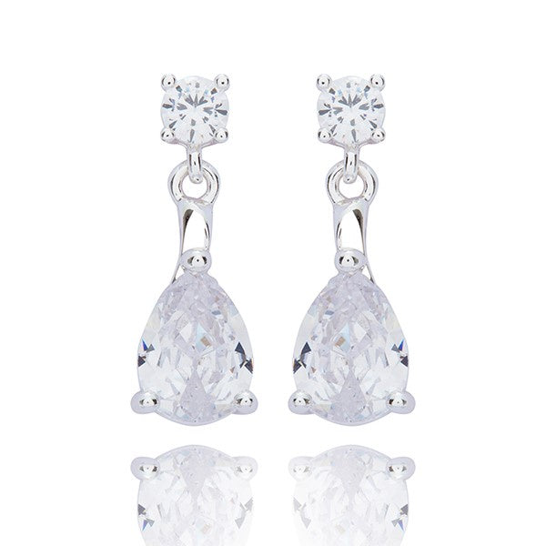 Pure Elegance Glam Teardrop Silver Plated Earrings