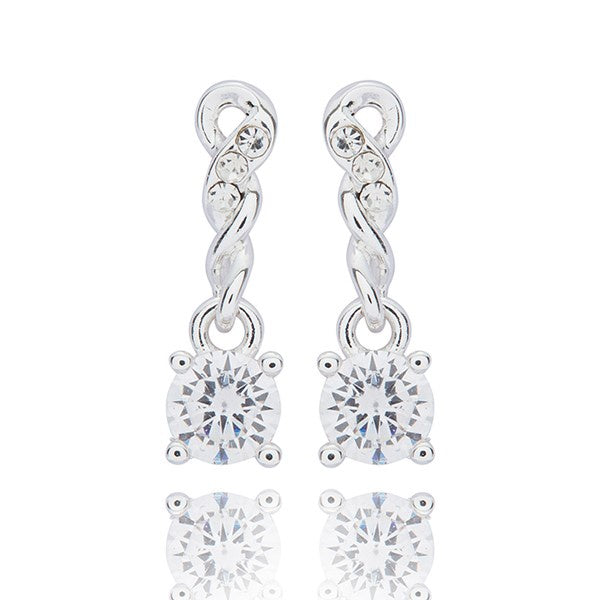 Pure Elegance Double Twist Silver Plated Earrings