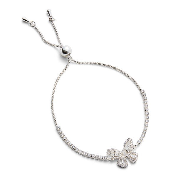 Bling Baguette Butterfly Silver Plated Friendship Bracelet