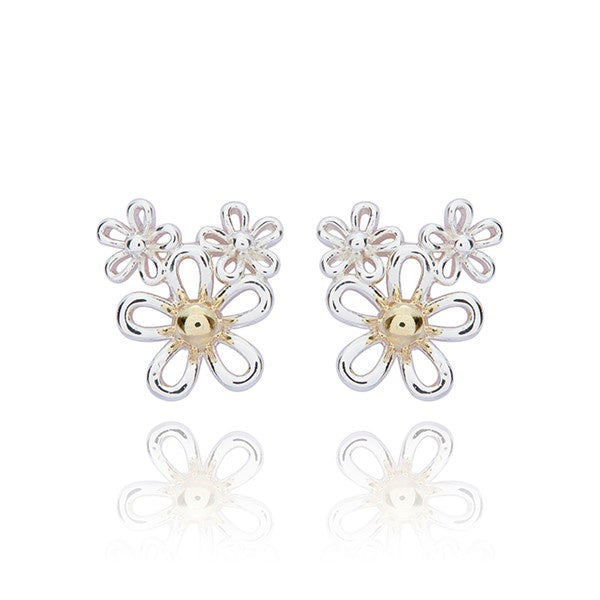 Filigree Two Tone Daisies Earrings