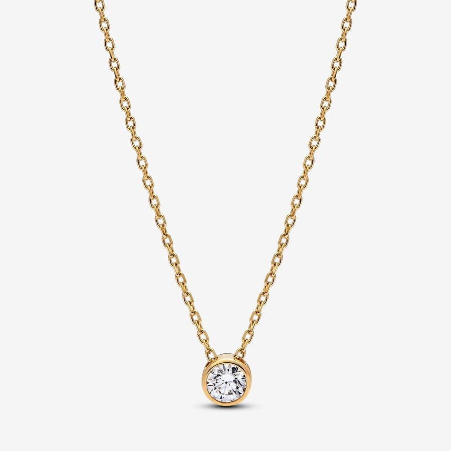 Pandora Era Bezel 14k Gold Lab-grown Diamond Pendant Necklace 0.25 Carat