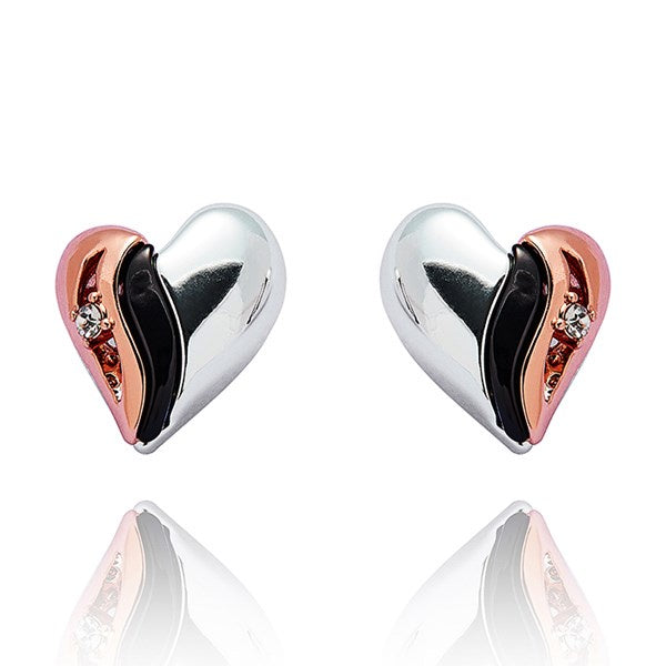 Mixed Metal Glam Heart Earrings