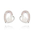 Pearl Baguette Heart Silver Plated Earrings