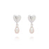 Fresh Water Pearl Textured Heart Silver Plated Earrings