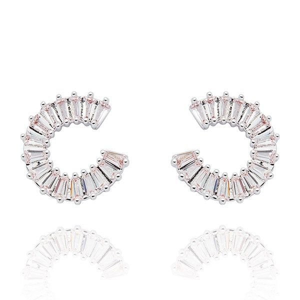 Equestrian Modern Horseshoe Silver Plated Earrings
