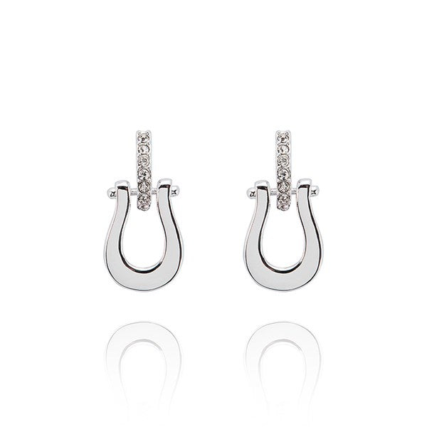 Equestrian Ornate Horseshoe Silver Plated Earrings