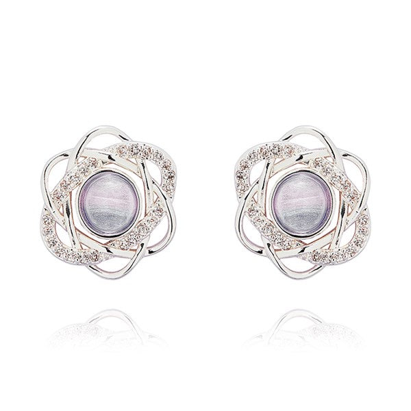 Candy Contemporary Encased Silver Plated Earrings