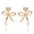 Eternal Bow Glam Heart Gold Plated Earrings