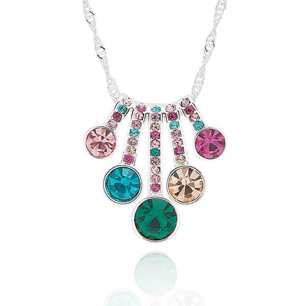 Glam Rox Silver Plated Vibrant Drops Necklace