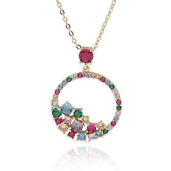 Glam Rox Gold Plated Circle of Colour Necklace