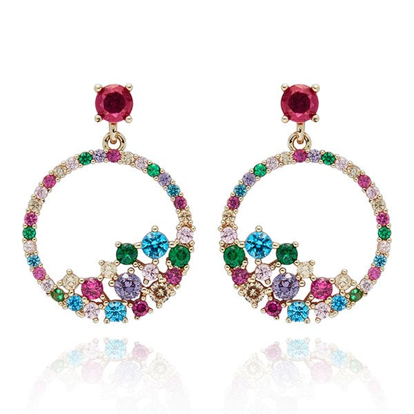 Glam Rox Gold Plated Circle of Colour Earrings