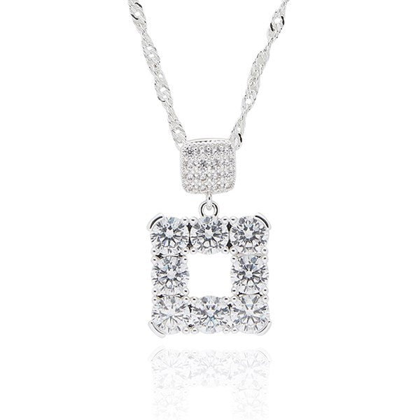Geometric Glam Square Silver Plated Necklace 2