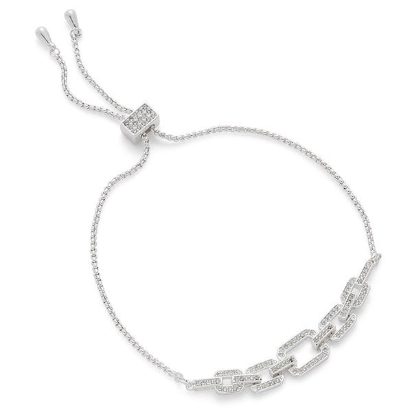 Geometric Modern Pave Silver Plated Friendship Bracelet