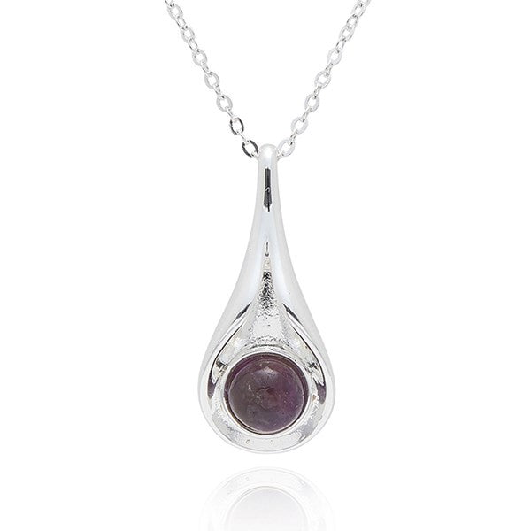 Gemstone Silver Plated Suspended Necklace Amethyst