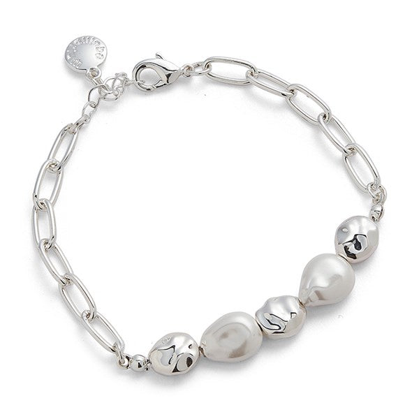 Molten Metal Baroque Pearl Silver Plated Bracelet