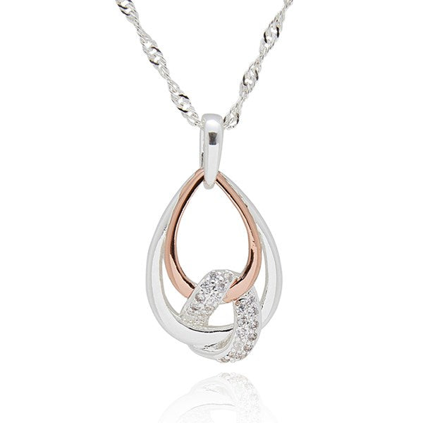 Polished Two Tone Entwined Teardrops Necklace
