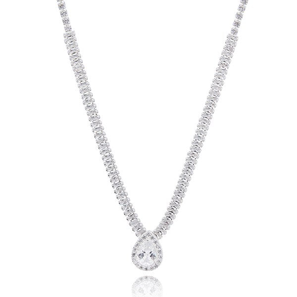 All That Bling Oppulent Teardrop Silver Plated Necklace