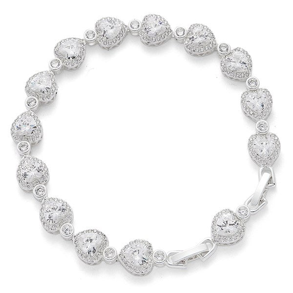 All That Bling Sparkle Hearts Silver Plated Bracelet