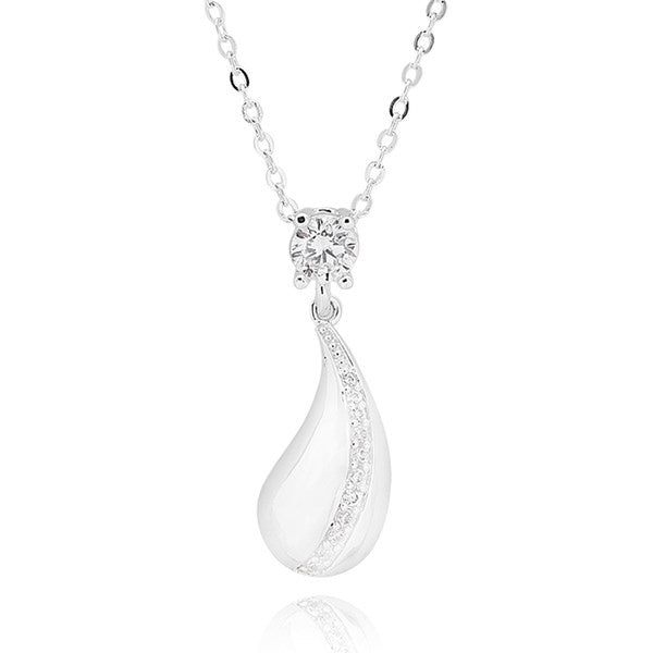 Raindrops Sparkle Droplet Silver Plated Necklace