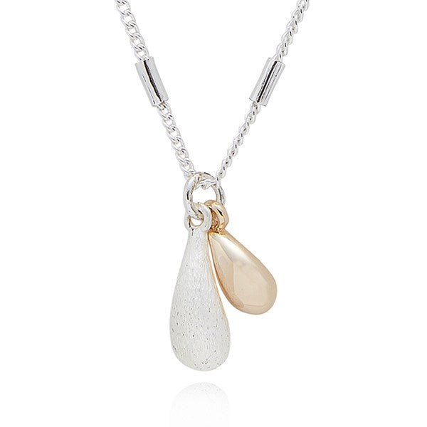 Raindrops Two Tone 2 Droplets Necklace