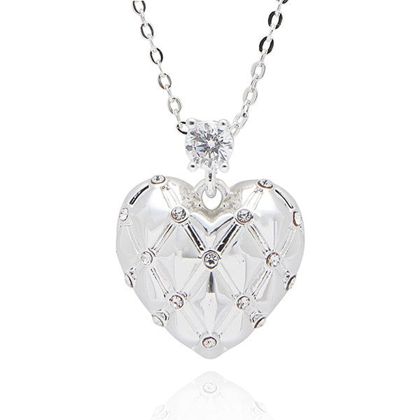 Luxe Tag Quilted Effect Silver Plated Necklace